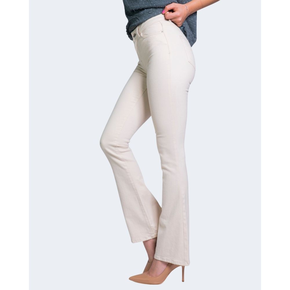 Cream Cotton Jeans & Pant