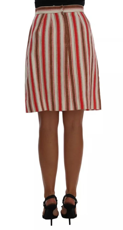 Multicolor Portofino Stripes Cotton Midi Skirt