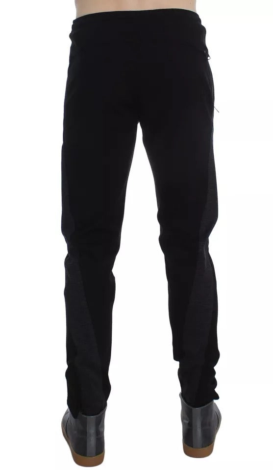 Black Gray Wool Casual Trousers Stripe Pants