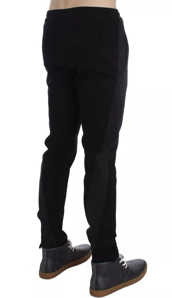 Black Gray Wool Casual Trousers Stripe Pants