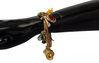 Multicolor Crystal Gold Tone Brass Bangle Bracelet