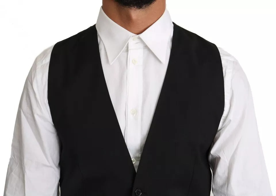 Black Wool Logo Waistcoat Vest