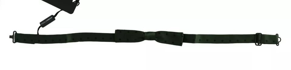 Green Dotted Silk Adjustable Neck Bow Tie