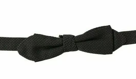 Gray Pattern Silk Adjustable Neck Bow Tie