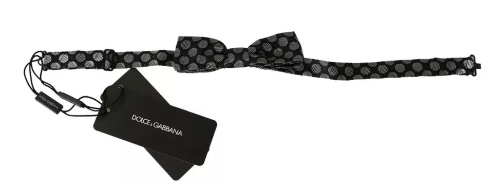 Black Silk Circles Men Necktie Bow Tie