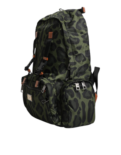 Green Leopard Nylon Travel Back Pack Bag