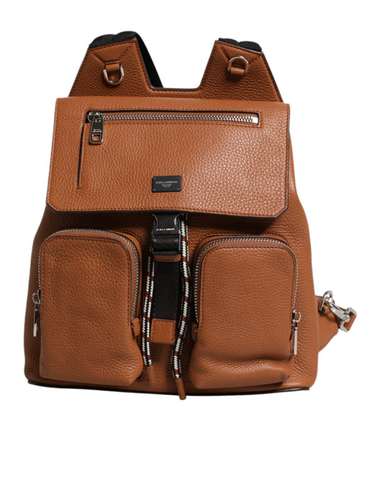 Brown Leather School Travel Backpack Bag