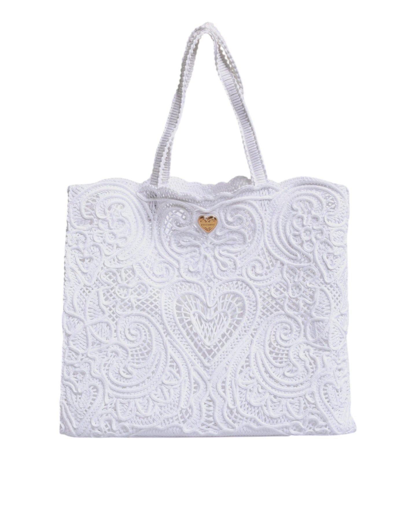 White Cordonetto Lace Beatrice Shopping Tote Bag