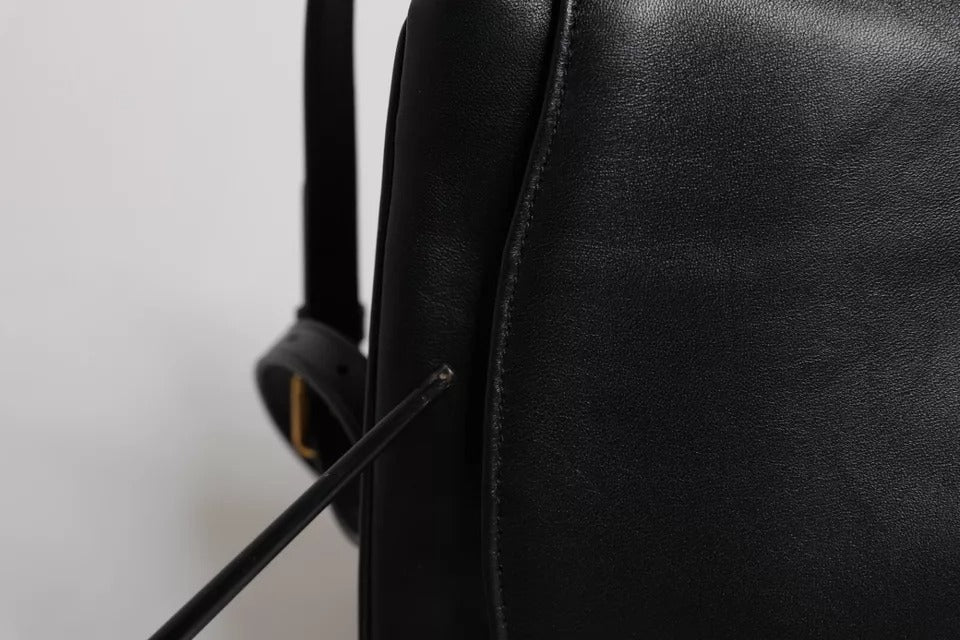 Black Leather Flap Saddle Shoulder Bag