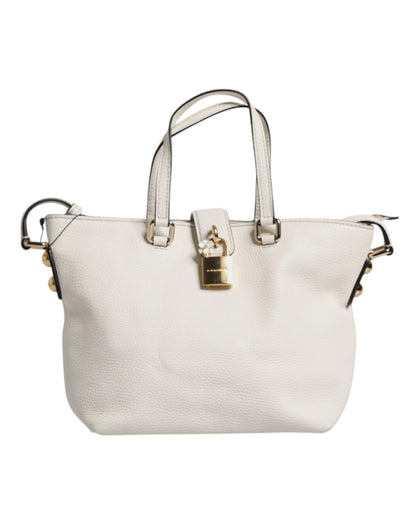 White Leather Top Handle Tote Crossbody Bag