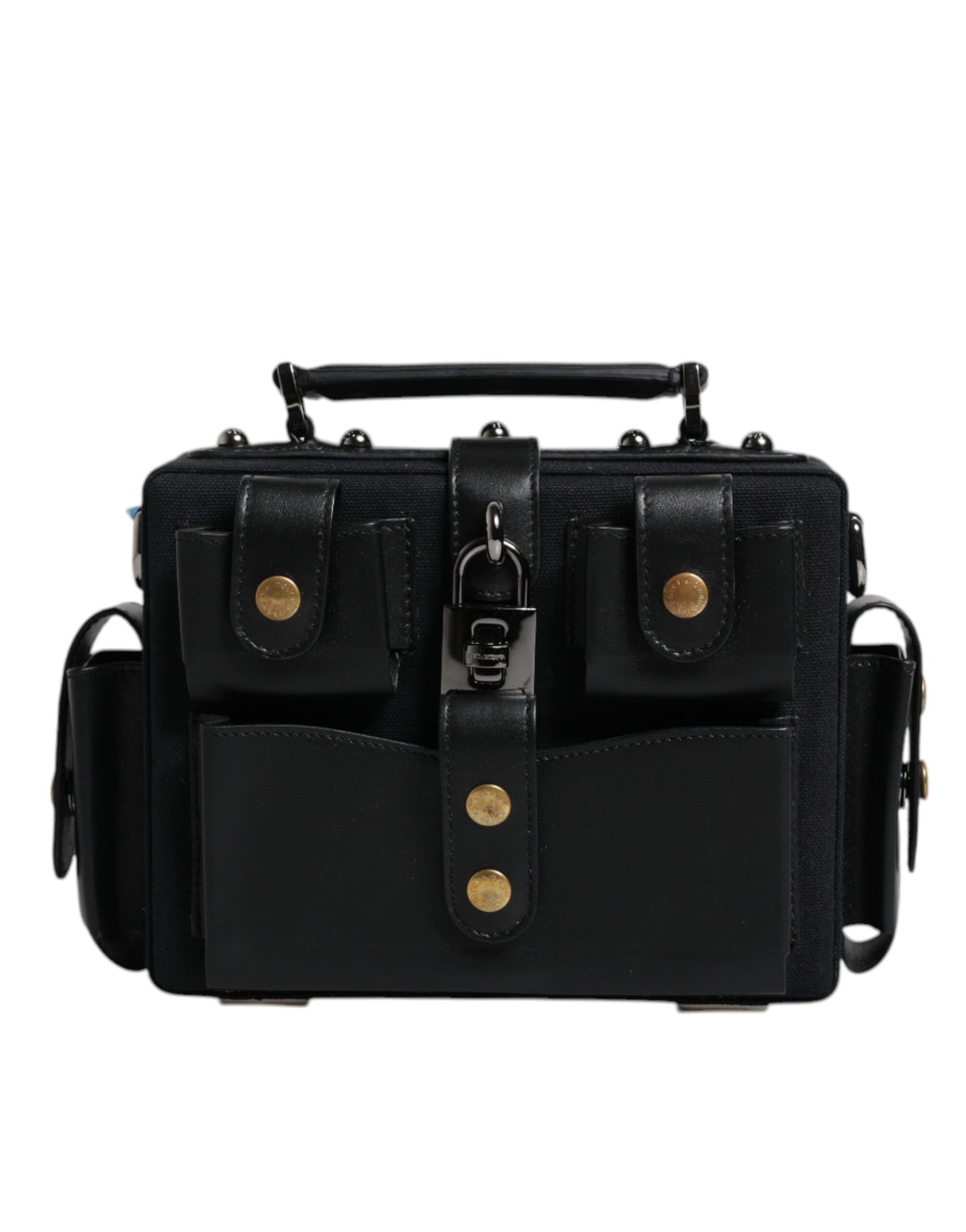 Black Leather Crossbody Top Handle Bag