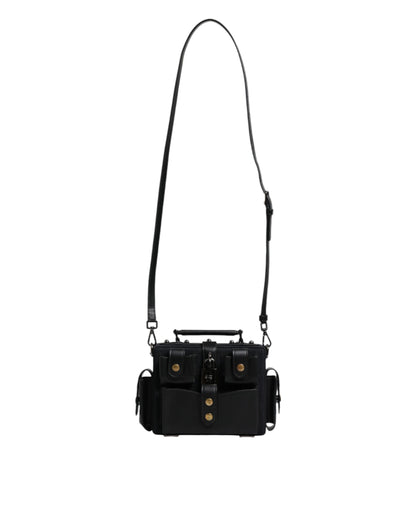 Black Leather Crossbody Top Handle Bag