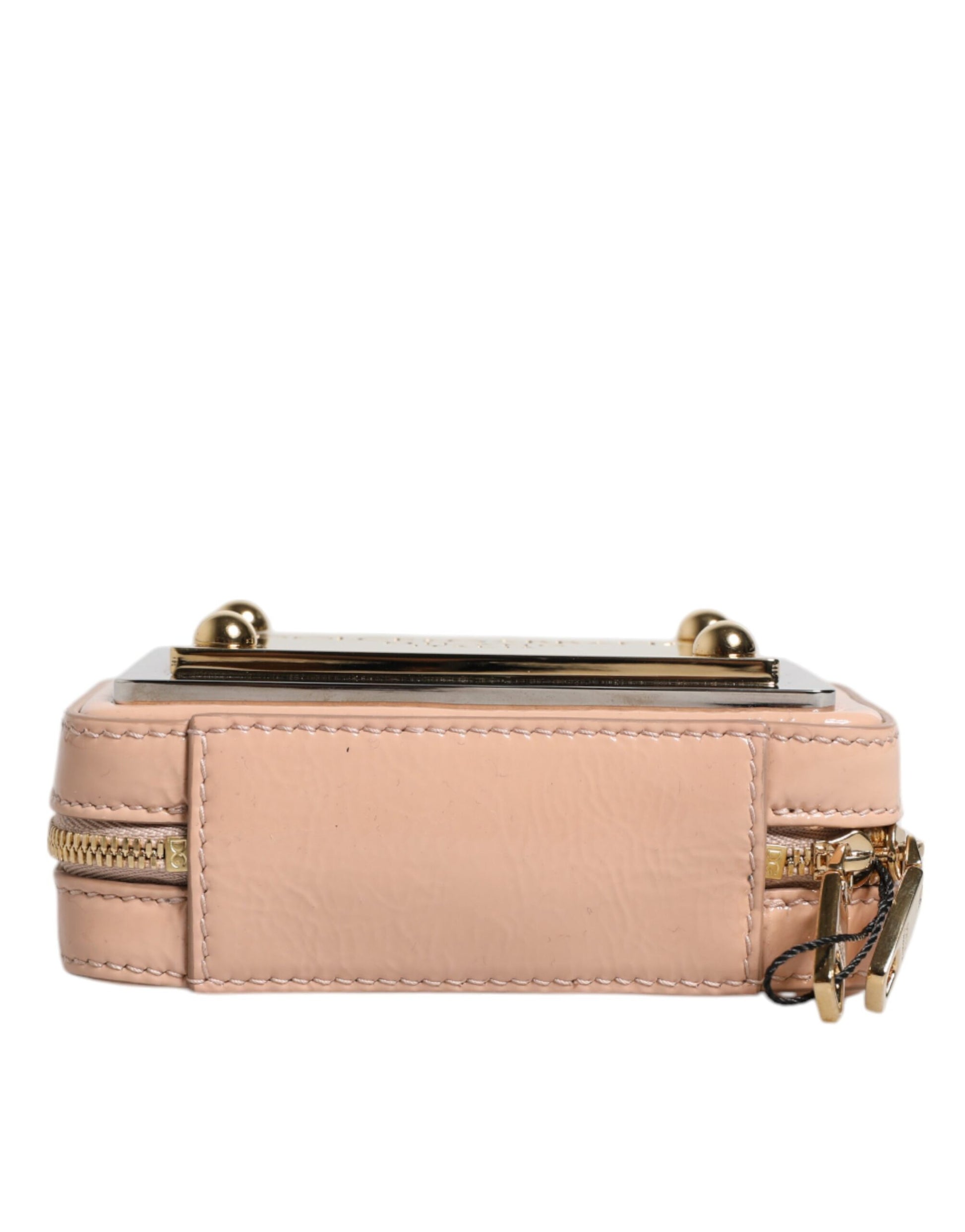 Nude Leather Logo Plaque Crossbody Bag