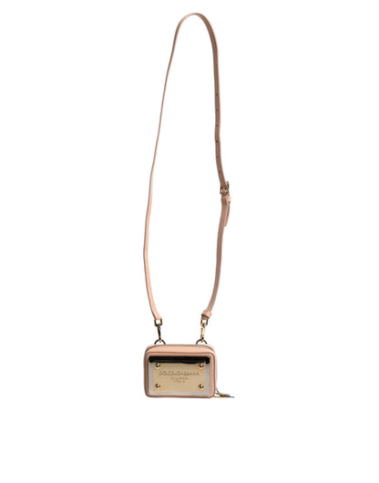 Nude Leather Logo Plaque Crossbody Bag