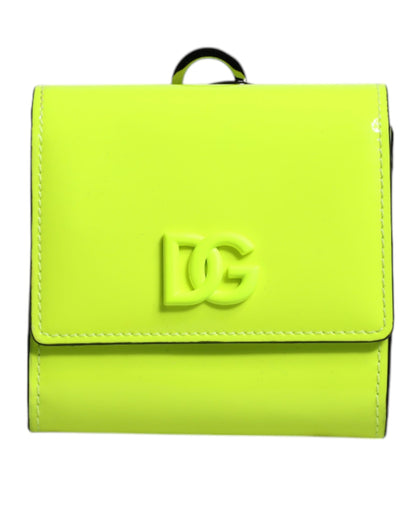 Yellow Green Bifold DG Logo Neck Strap Cardholder Wallet