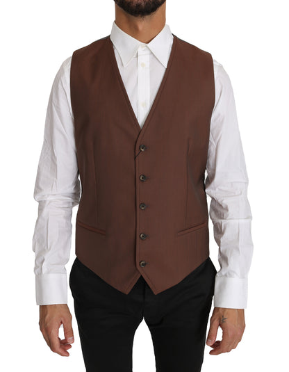 Sleek Bronze & Gray Formal Vest Slim Fit