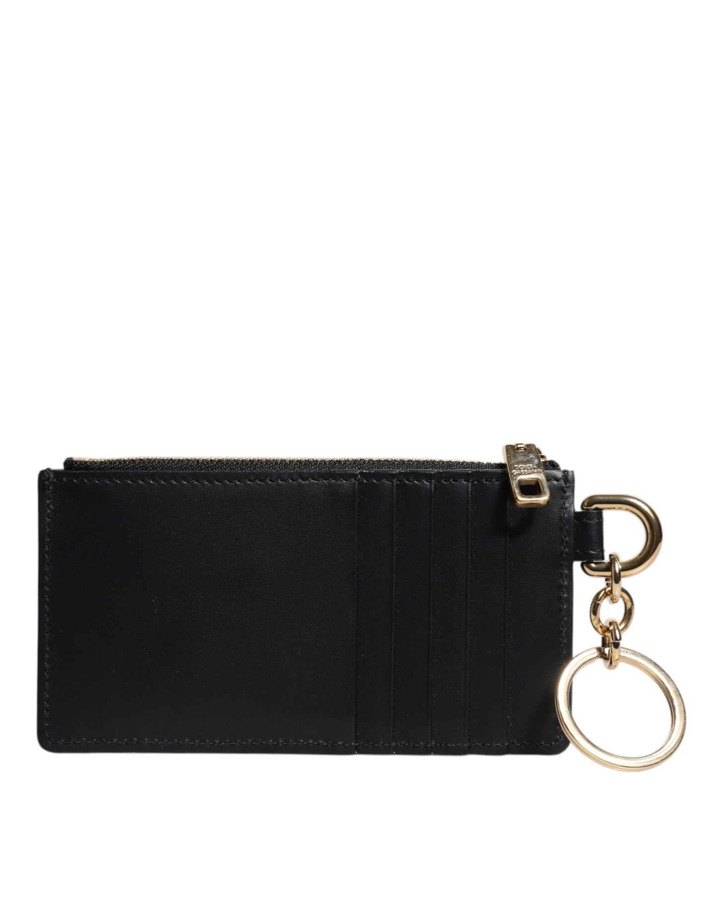 Black Calfskin Leather DG Logo Card Holder Wallet