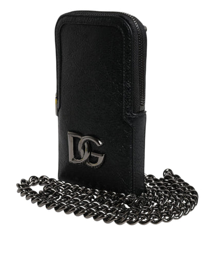 Black Leather Purse Crossbody Chain Sling Phone Bag