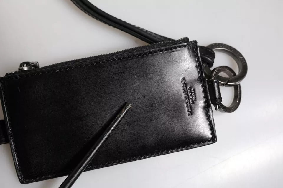 Black Horse Leather Lanyard Logo Card Holder Wallet