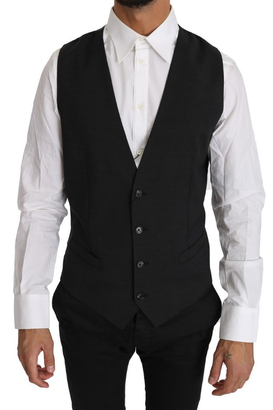 Elegante Slim Fit Weste aus grauer Wolle