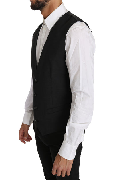 Elegant Slim Fit Gray Wool Vest