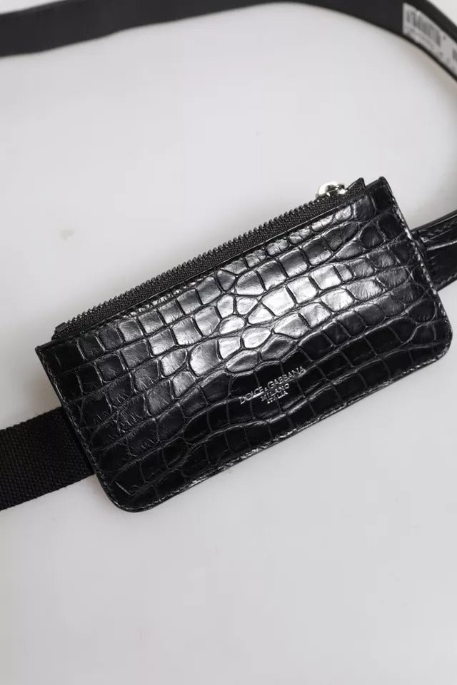 Black Alligator Leather Airpods Case Coin Purse Wallet