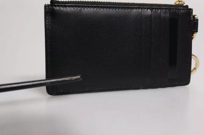 Black Calfskin Leather DG Logo Card Holder Wallet