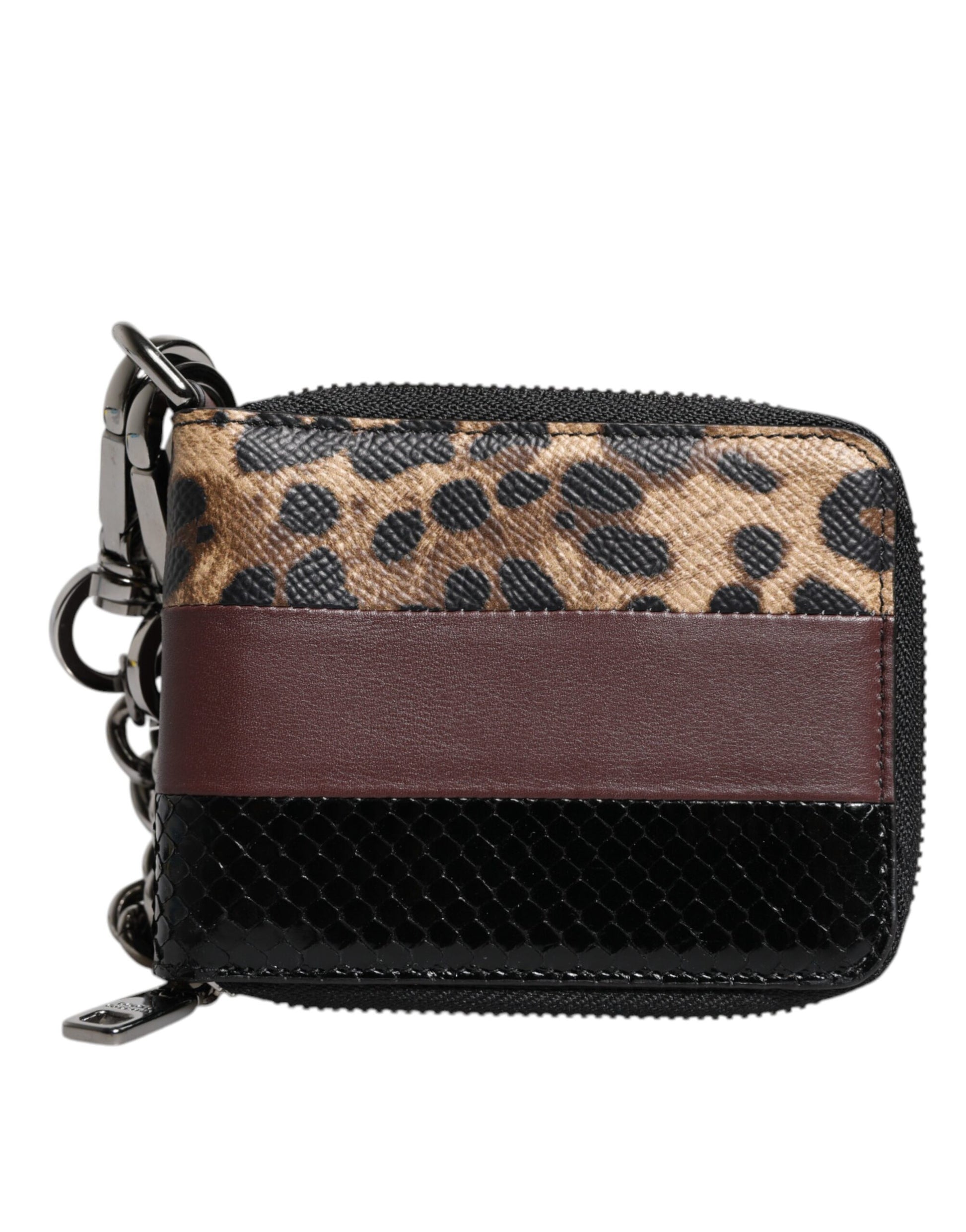 Multicolor Leopard Leather DG Bifold Card Holder Wallet