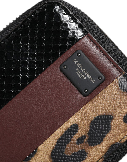 Multicolor Leopard Leather DG Bifold Card Holder Wallet