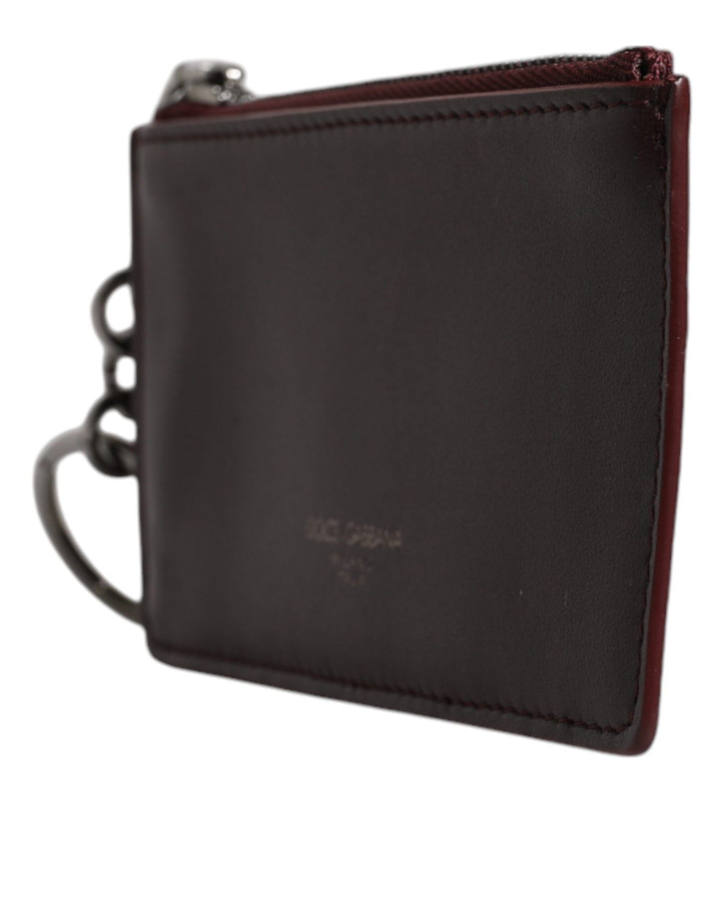 Brown Calfskin Leather DG Logo Card Holder Wallet