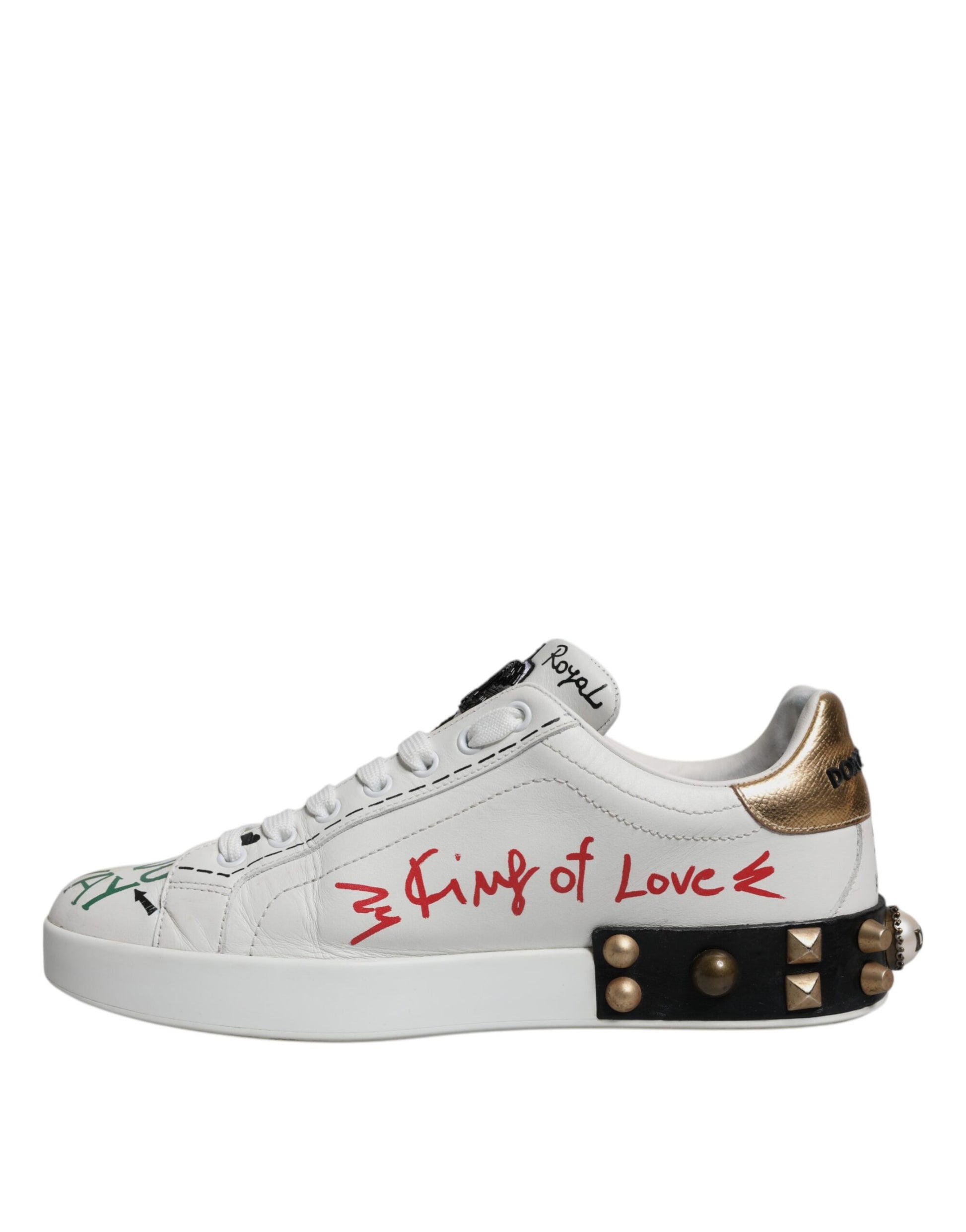 White Heart Studded Low Top Sneakers Shoes