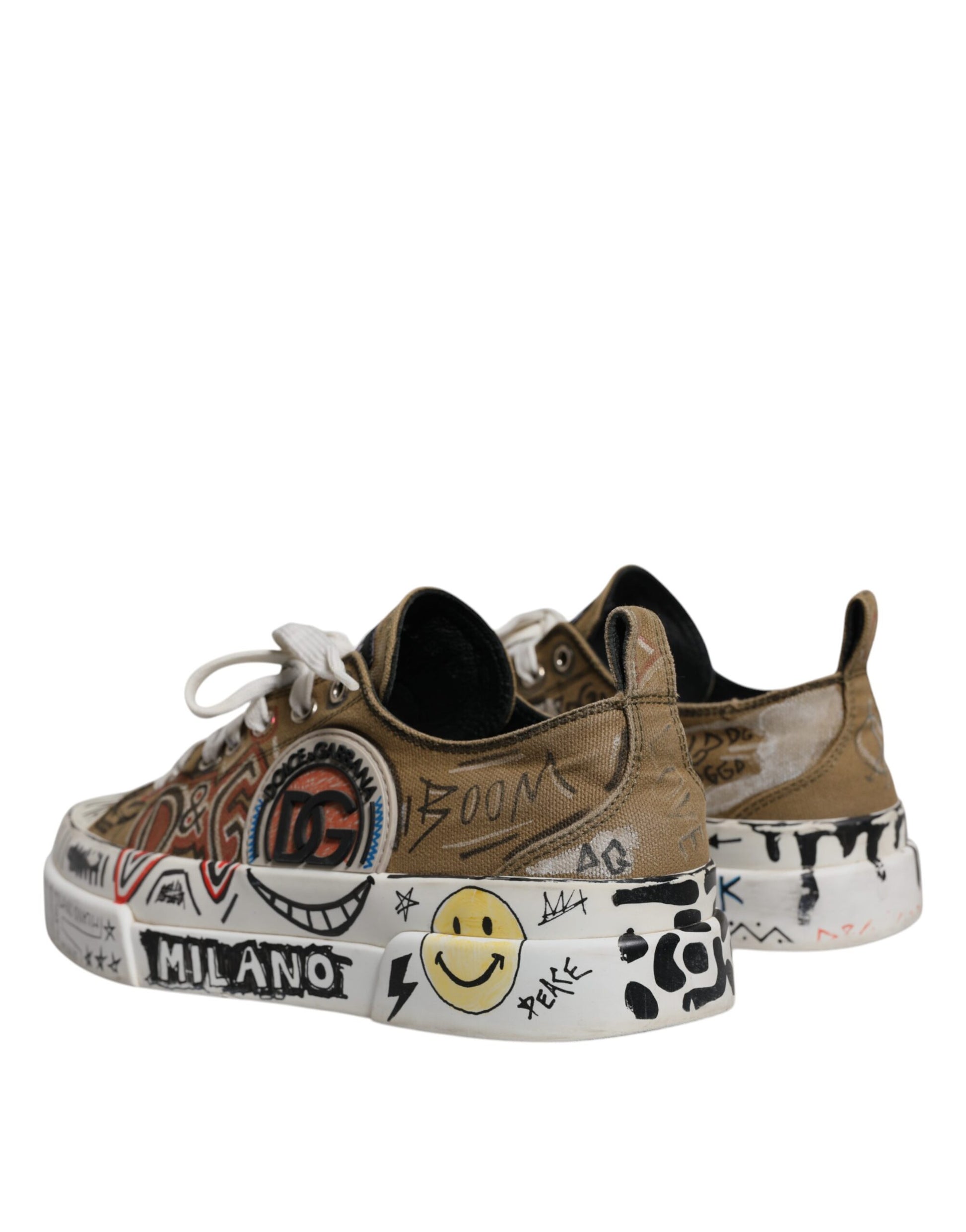 Brown Canvas Low Top Logo Print Sneakers Shoes