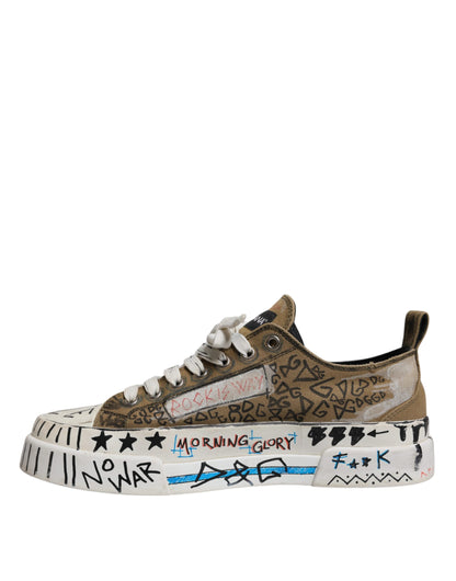 Brown Canvas Low Top Logo Print Sneakers Shoes