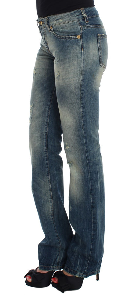 Schlanker Flair-Bein-Jeansstoff mit niedriger Taille