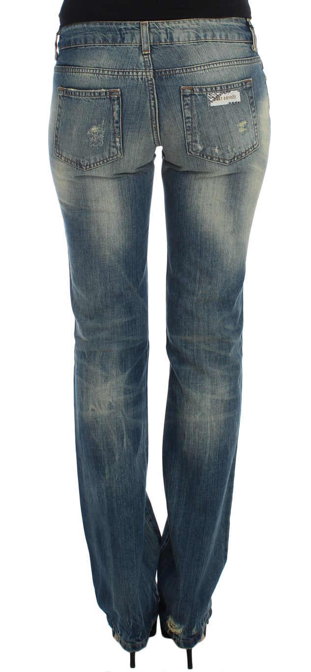 Schlanker Flair-Bein-Jeansstoff mit niedriger Taille