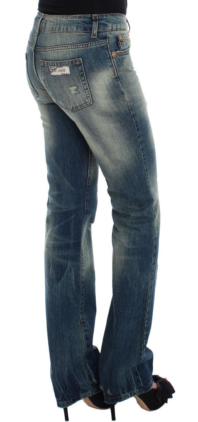 Schlanker Flair-Bein-Jeansstoff mit niedriger Taille