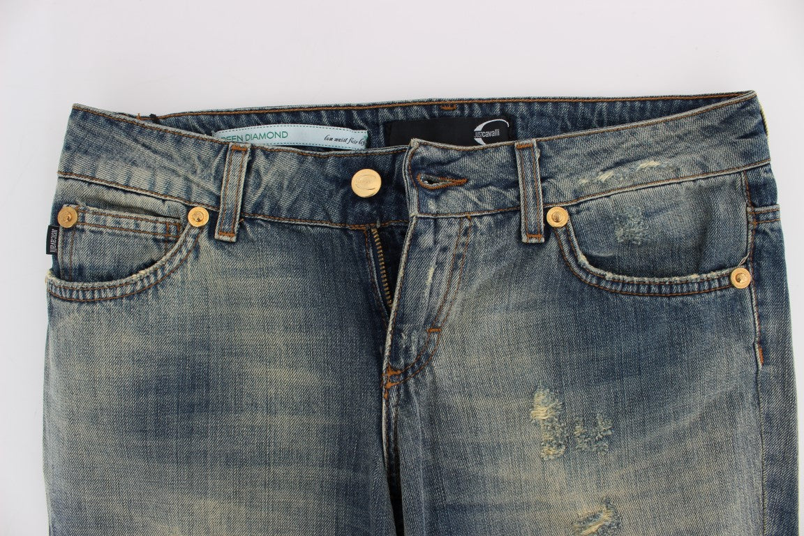 Schlanker Flair-Bein-Jeansstoff mit niedriger Taille