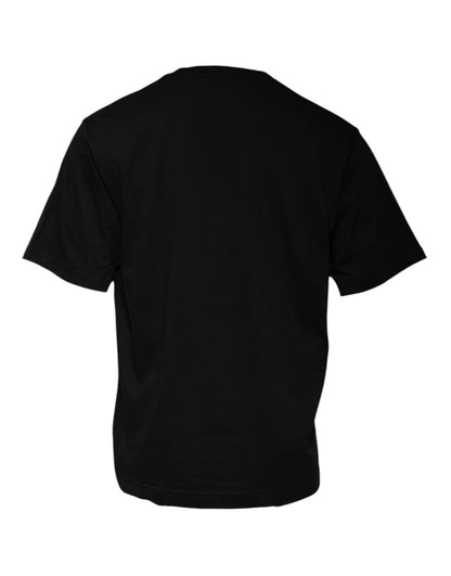 Black Logo Print Cotton Crew Neck T-shirt