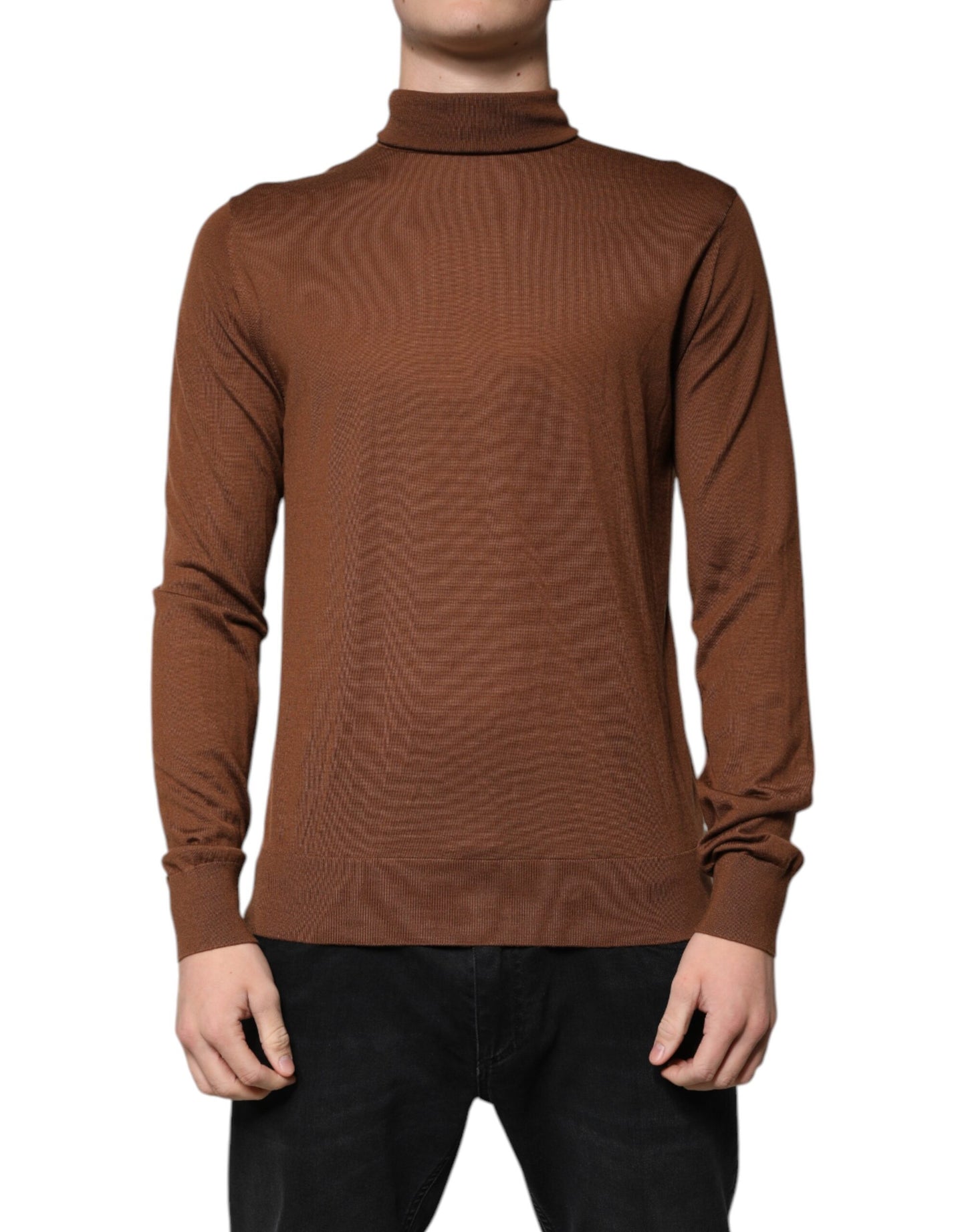 Brown Cashmere Turtleneck Pullover Sweater