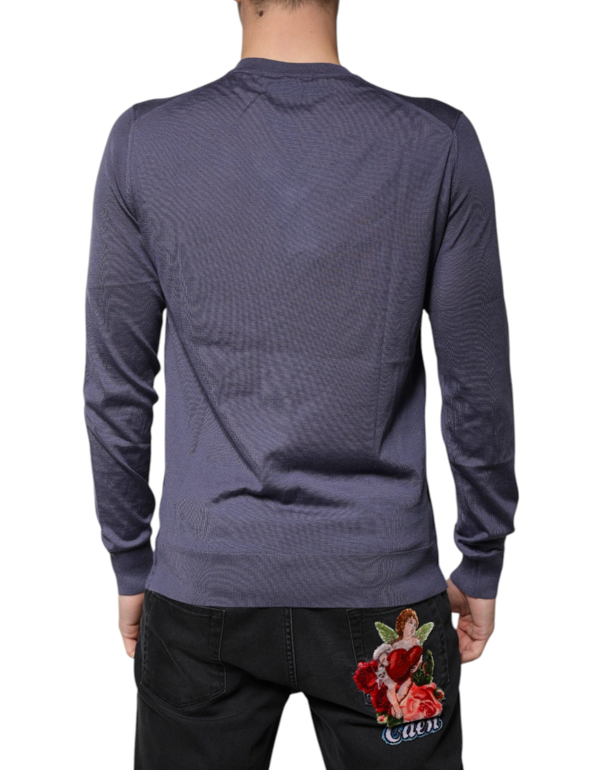 Gray Cashmere V-neck Men Pullover Sweater