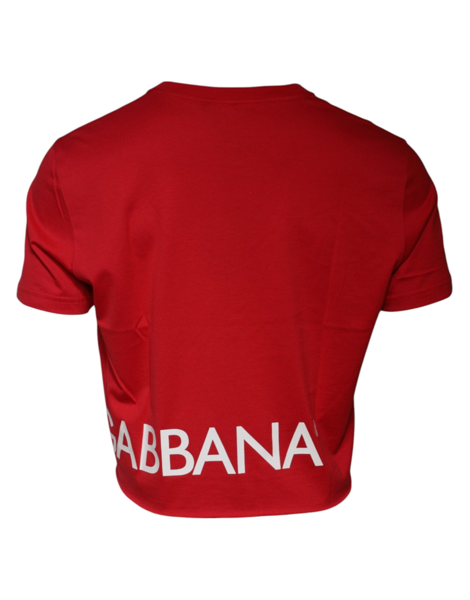 Red Logo Print Cropped Crew Neck T-shirt