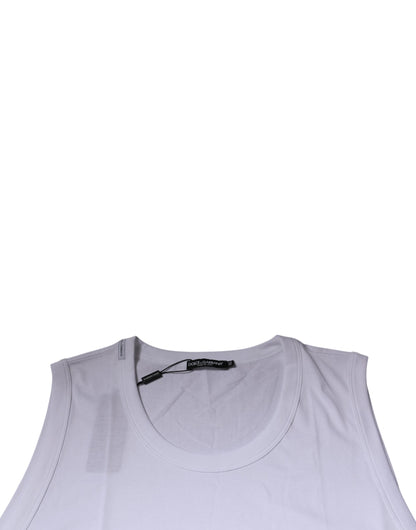 White Cotton Sleeveless Round Neck Tank T-shirt