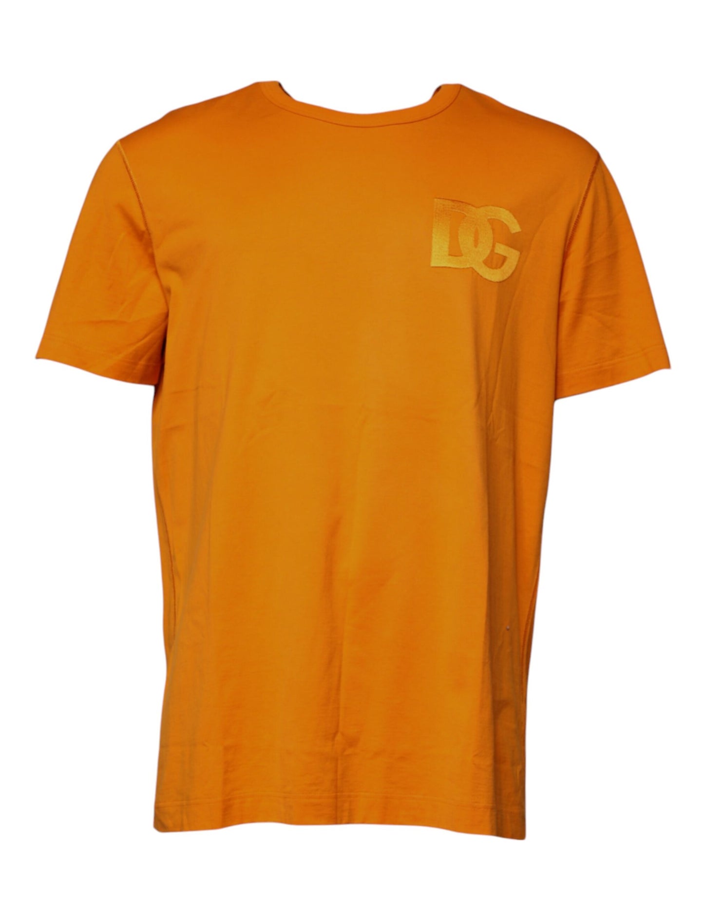 Orange Logo Cotton Crew Neck T-shirt