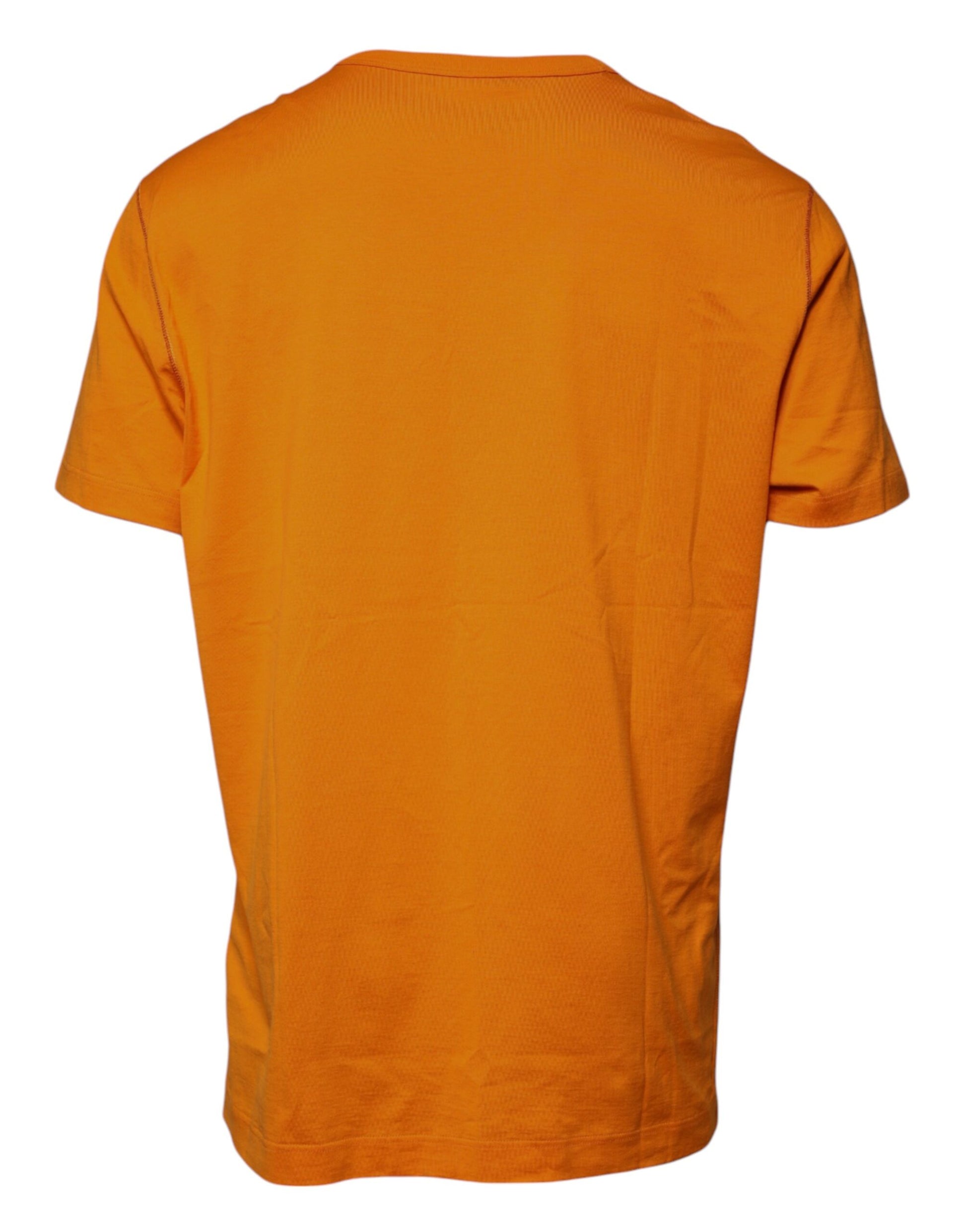 Orange Logo Cotton Crew Neck T-shirt