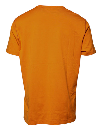 Orange Logo Cotton Crew Neck T-shirt