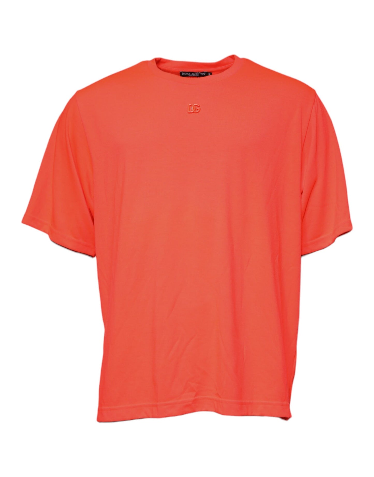 Orange Logo Polyester Crew Neck T-shirt