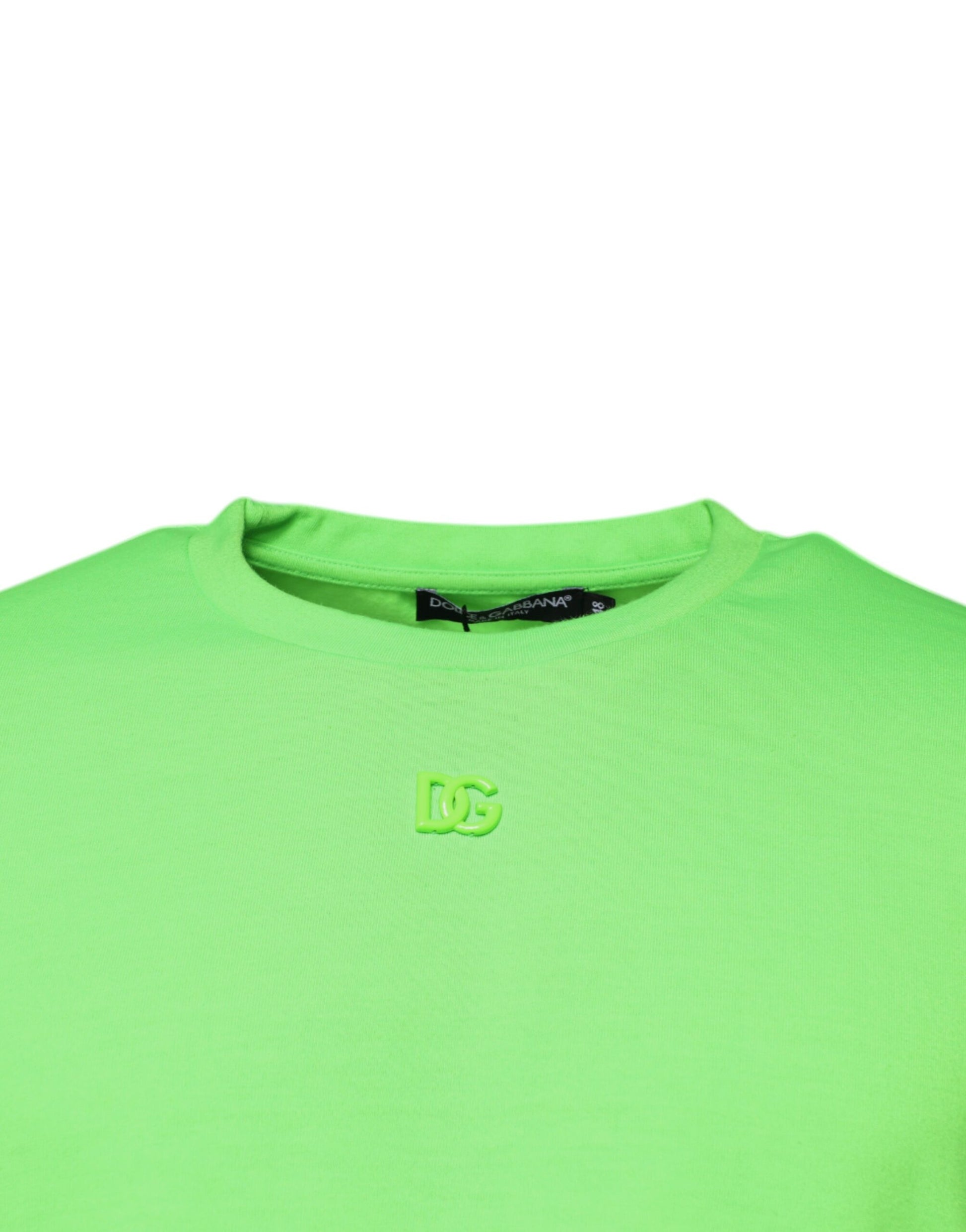 Green Logo Polyester Crew Neck T-shirt