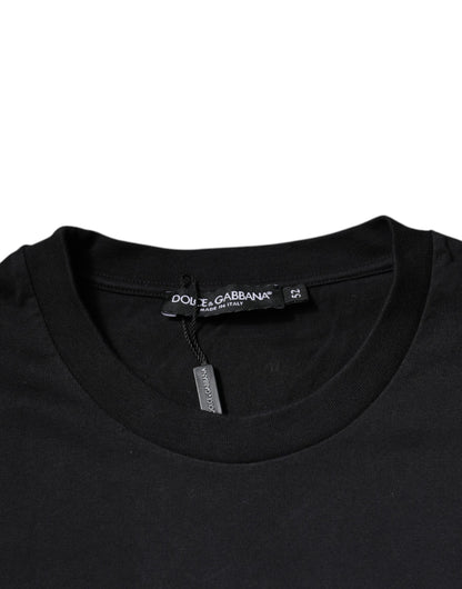 Black Logo Cotton Crew Neck T-shirt