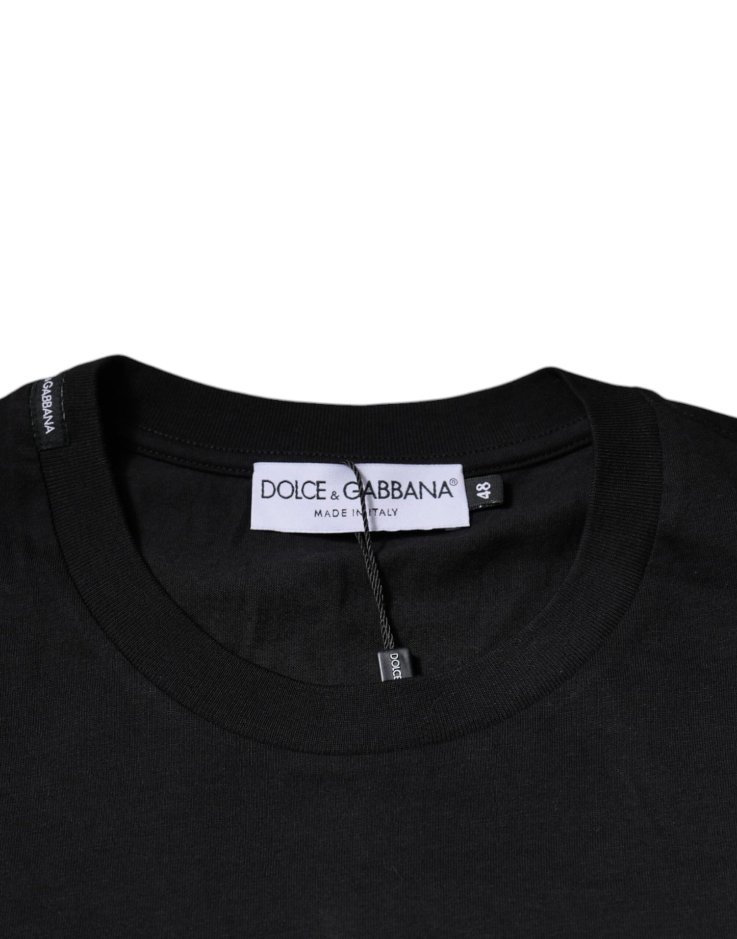 Black Cotton Crew Neck Short Sleeves T-shirt