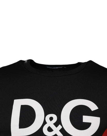 Black Graphic Print Cotton Crew Neck T-shirt